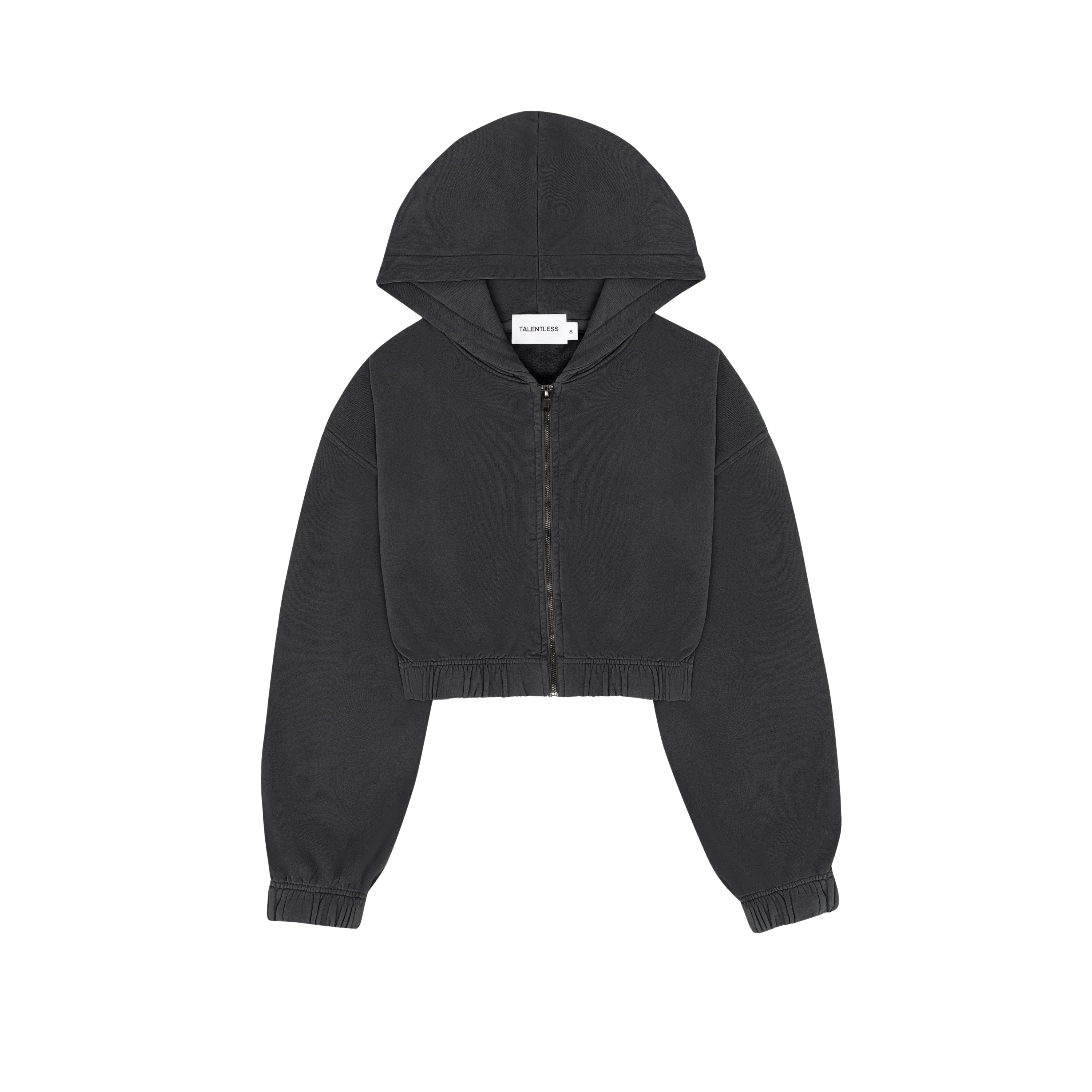 Black cropped zip up sweater online