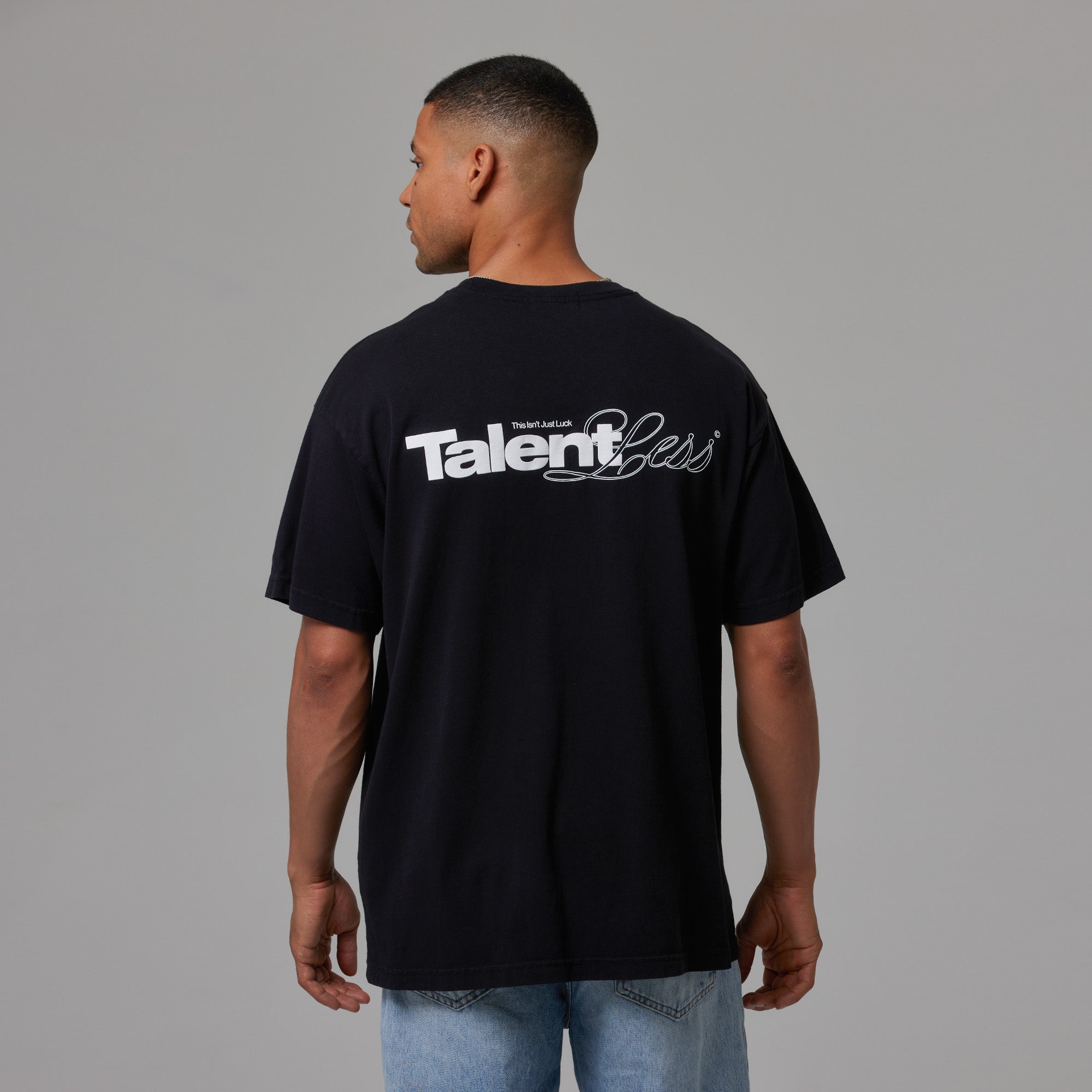 MENS DROP SHOULDER TEE SCRIPT GRAPHIC