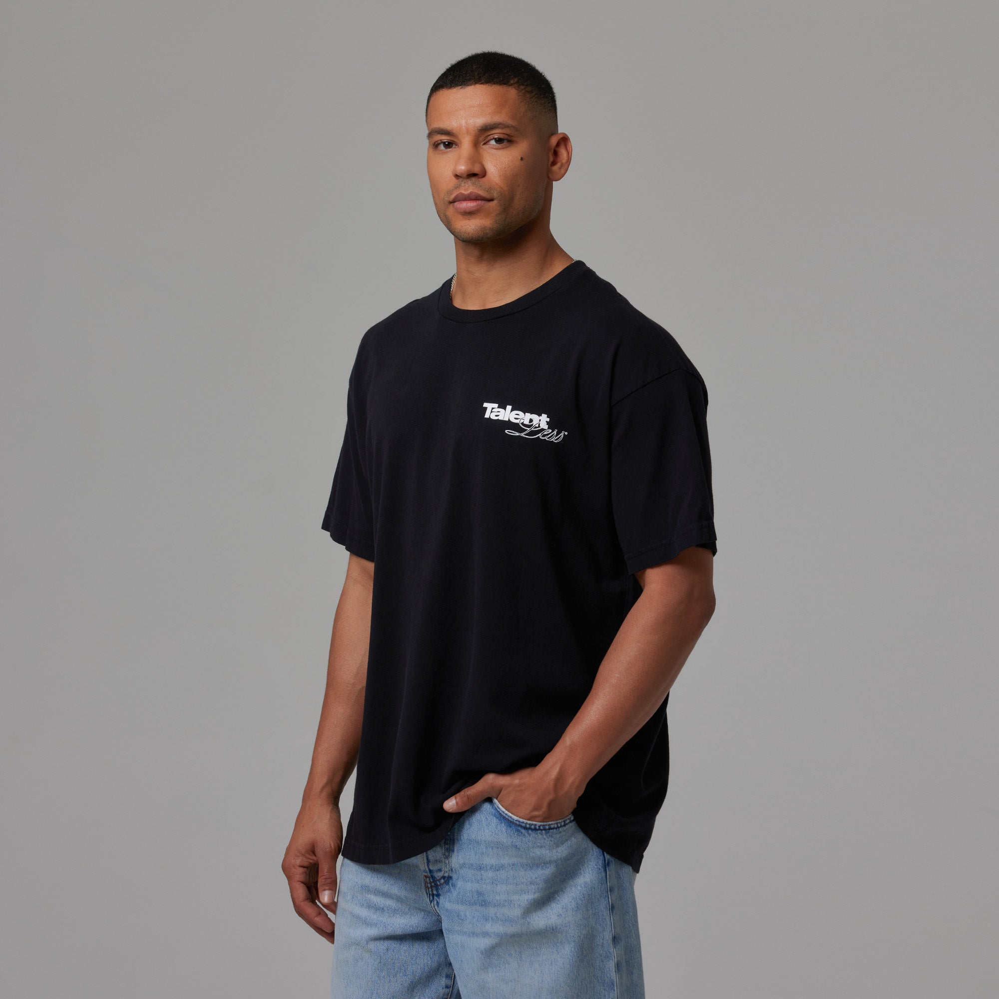 MENS DROP SHOULDER TEE SCRIPT GRAPHIC