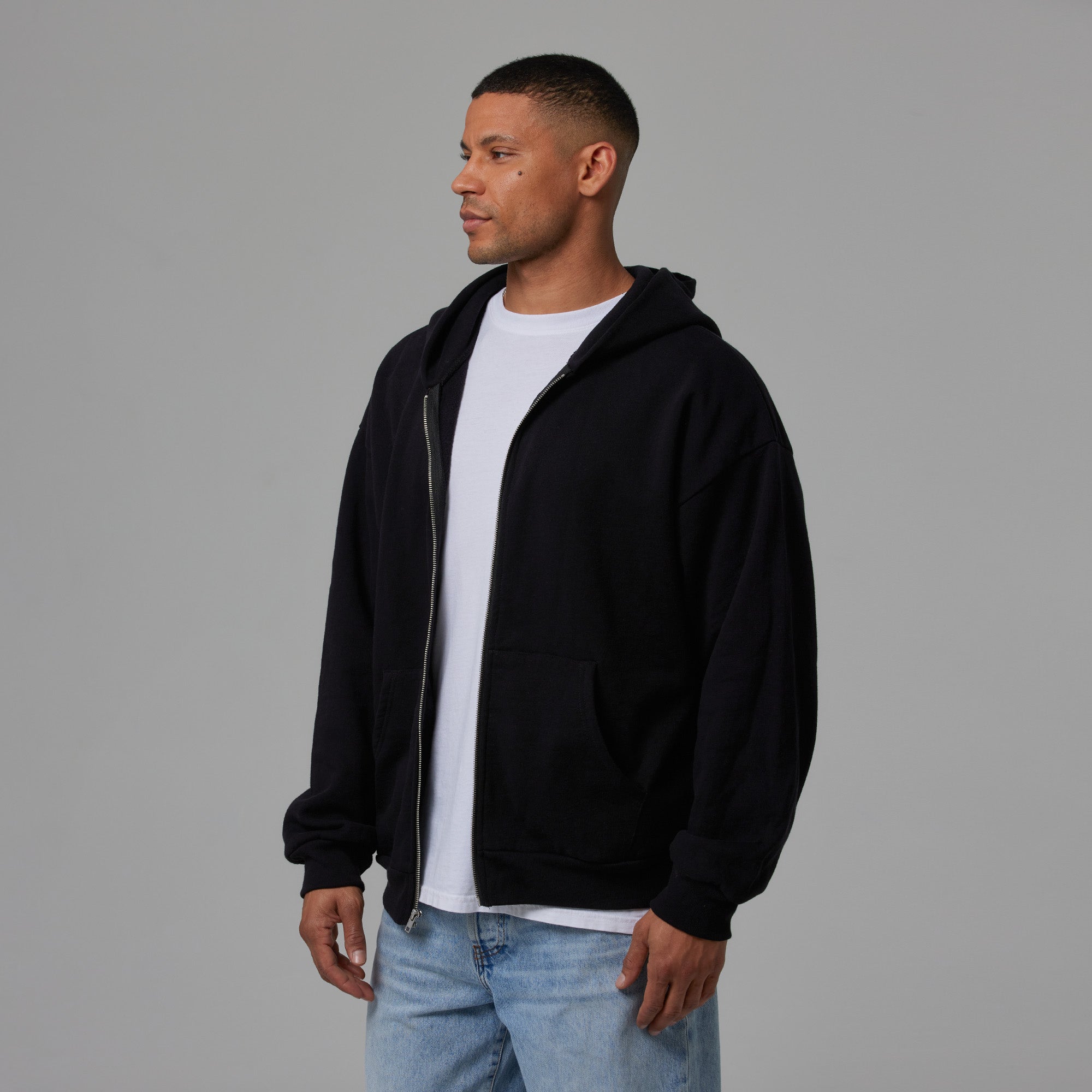 MENS HEAVYWEIGHT DROP SHOULDER ZIP HOODIE