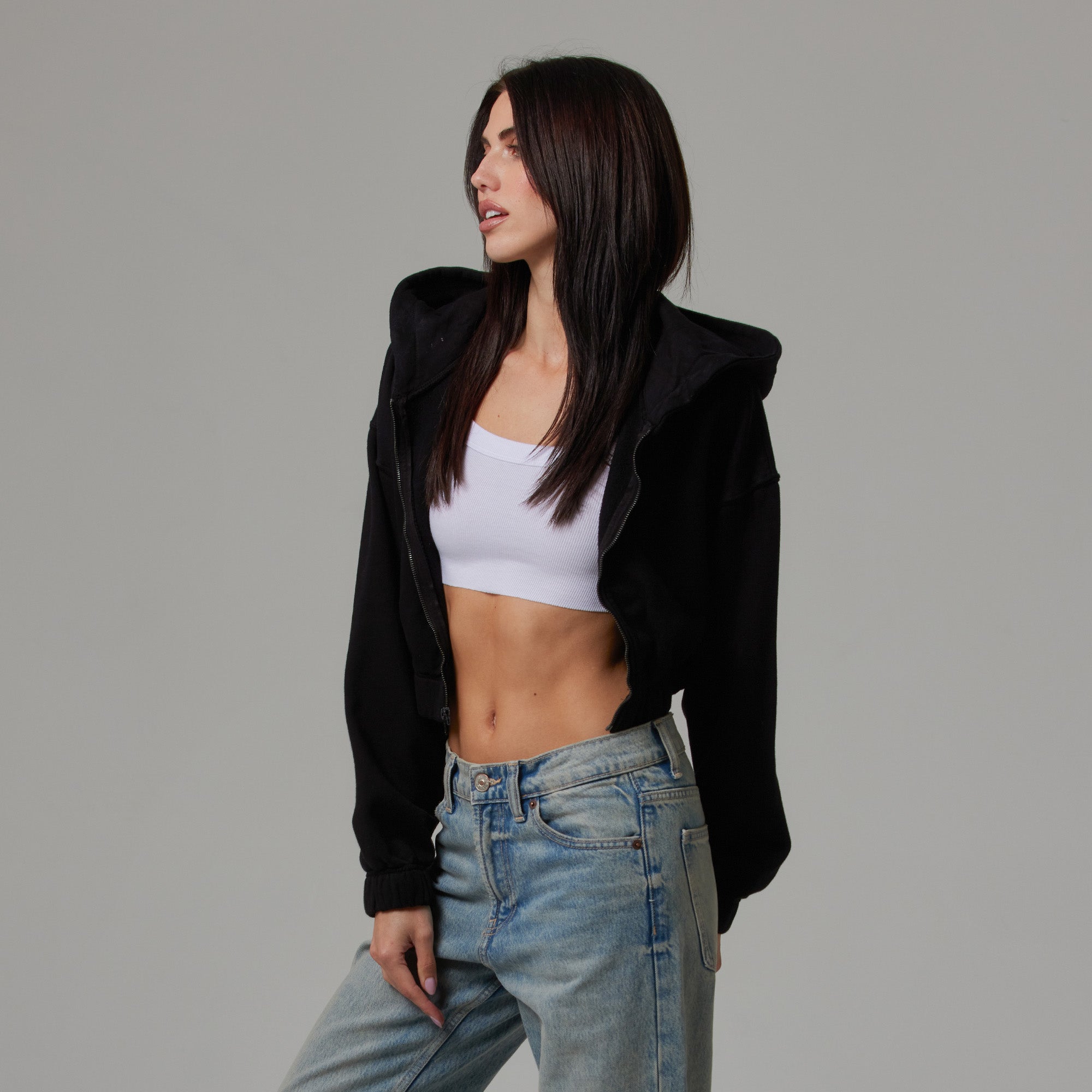 Talentless Women's Crop Zip Up Hoodie