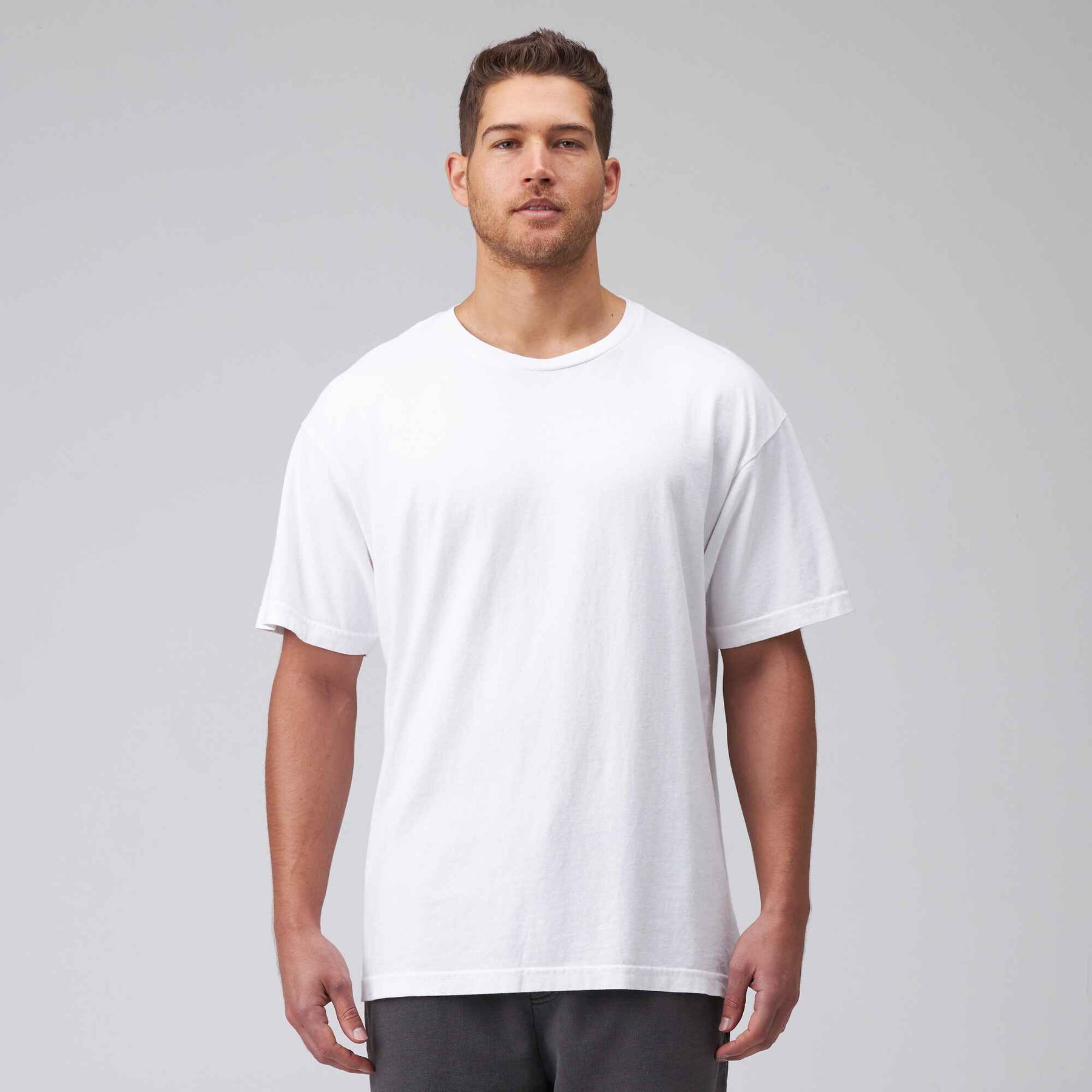 Drop Shoulder White T-shirt