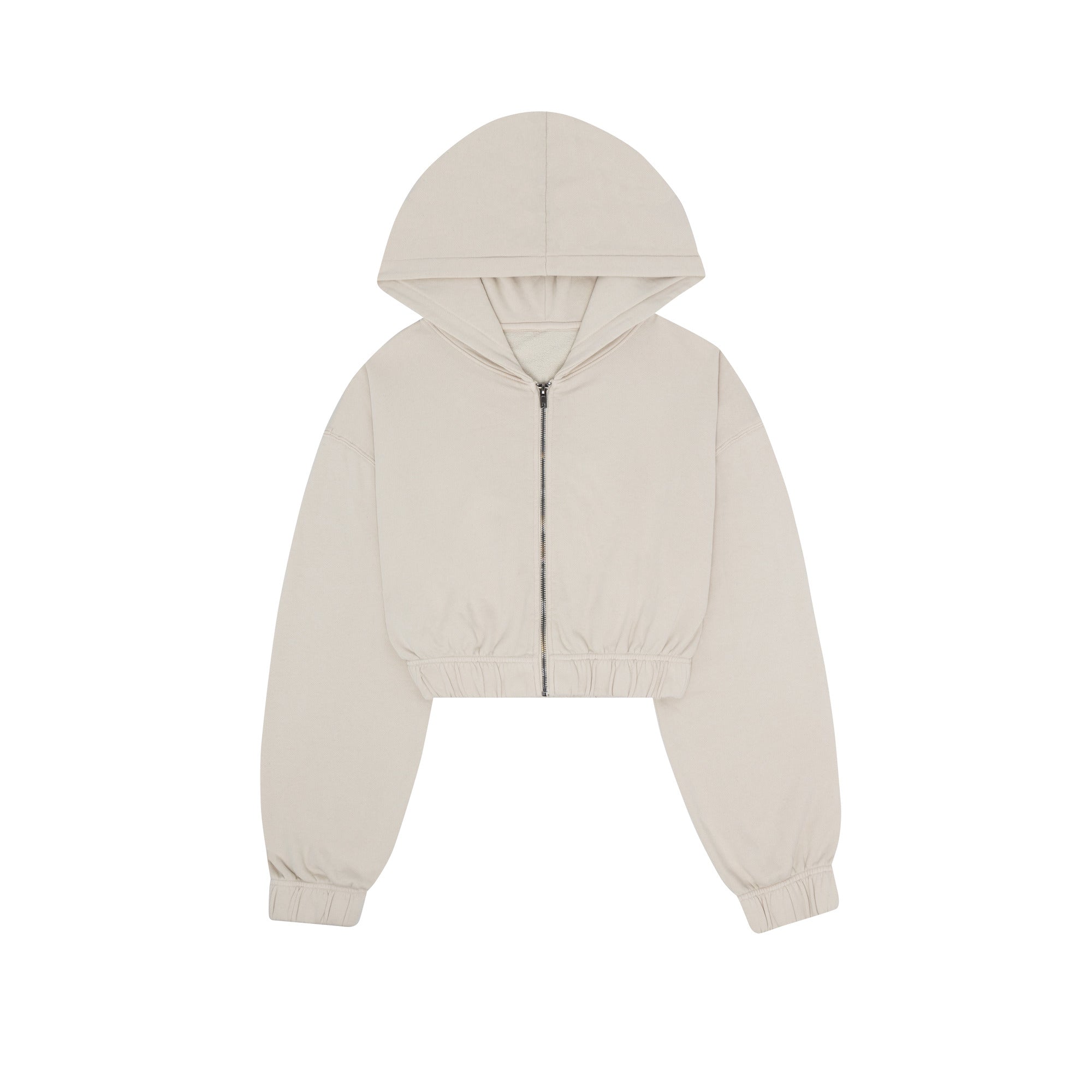 Cropped zip-through hoodie - Light beige - Ladies